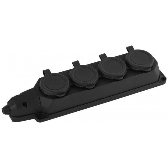 Колодка каучук с крышкой 16А 4-местная с з/к 250В IP44 Эра---