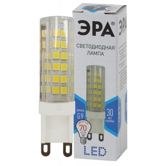 Лампа светодиодная мини G9 7Вт Led 4000К белый свет капсула Эра---