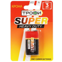 Батарейка 6F22  9V крона солевая Трофи
