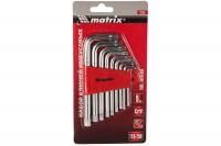 Набор ключей имбусовых Torx T10-Т50  9шт короткие с отверстием Matrix