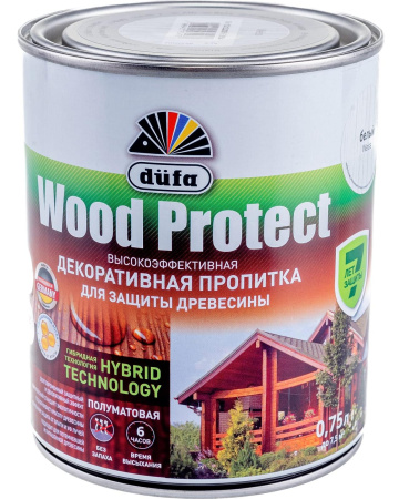 Пропитка Dufa Wood Protect по дереву  белый  0,75л