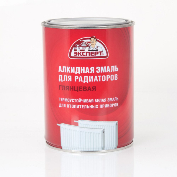 Эмаль для радиаторов алкидная 0,9кг белая глянец Эксперт---