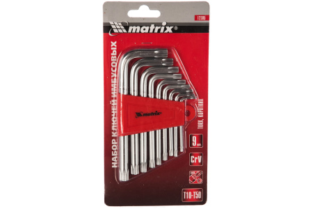 Набор ключей имбусовых Torx T10-Т50  9шт короткие с отверстием Matrix