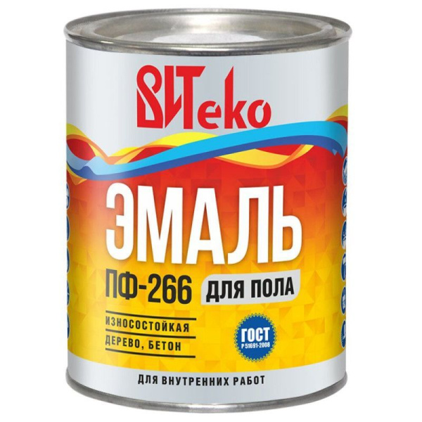 Эмаль для пола ПФ-266 золотисто-коричневая  1,8кг Витеко