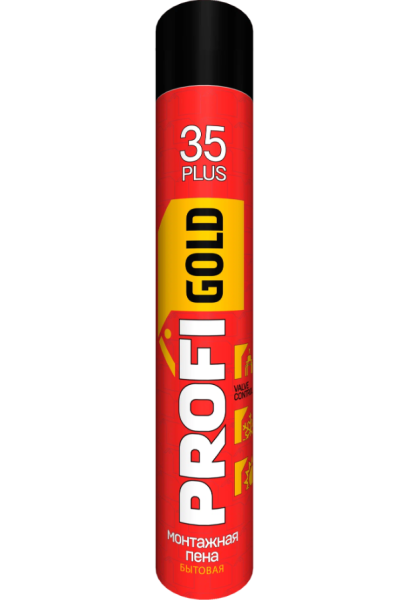Пена монтажная бытов. 35+л всесезонная  750мл Profi Gold  