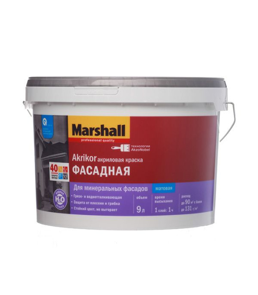 Краска Marshall Akrikor фасадная силикон-акриловая  9,0л BC 5%
